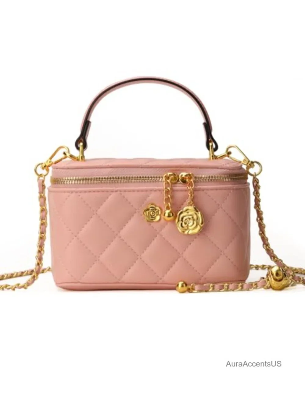 Vintage Quilted Square Box Crossbody Satchel Purse with Adjustable Chain Strap